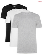 Kit 3 Camisetas Básicas Preto Azul Marinho e Cinza