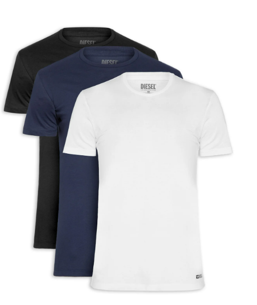 Kit 3 Camisetas Básicas Preto Branco e Azul Marinho